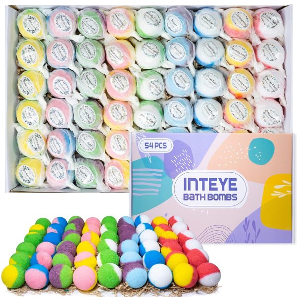 54PCS Bulk Bath Bombs with Small Gift Bags, Bubble Bath Shower Salts for Women, Men & Kids, Relaxation and Stress Relief