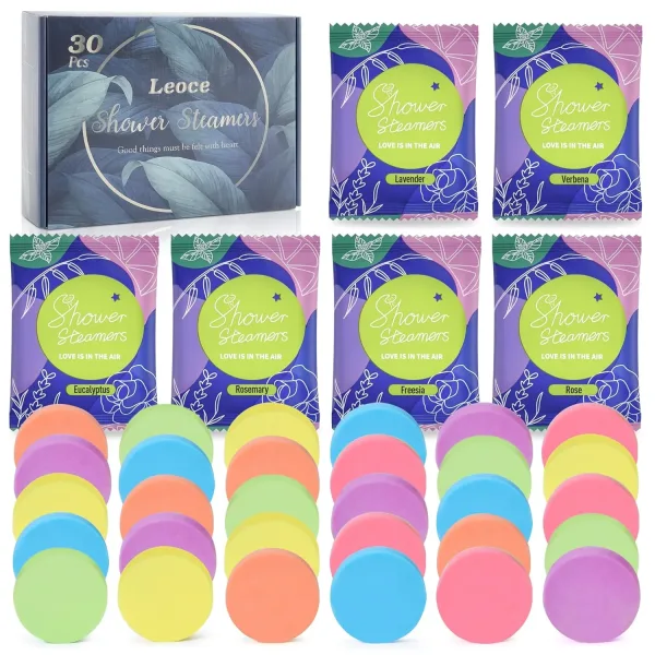 Shower Steamers Aromatherapy, 30PCS Natural Organic Shower Bombs with Essential Oils for Relaxing Home Spa