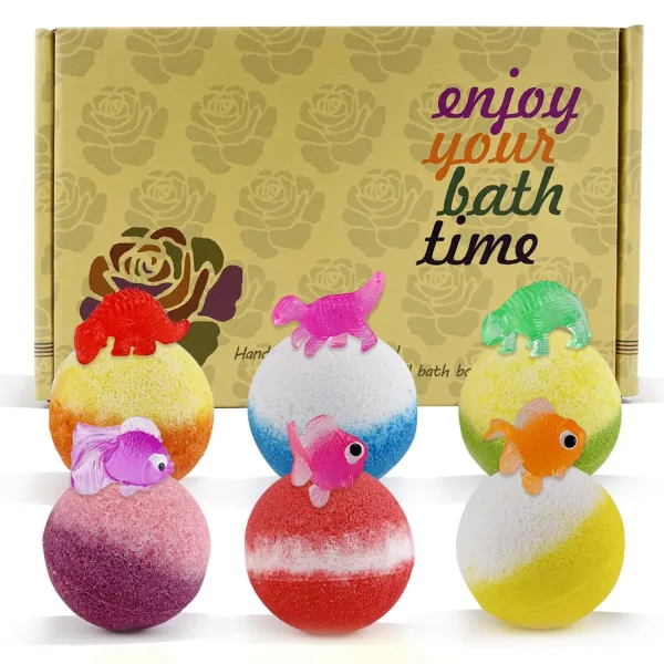 PickMora Bath Bombs for kids, Bath Bombs with Floating Crytal toys - 6 Different Scents, Bath Gift for Valentine’s Day, Christmas