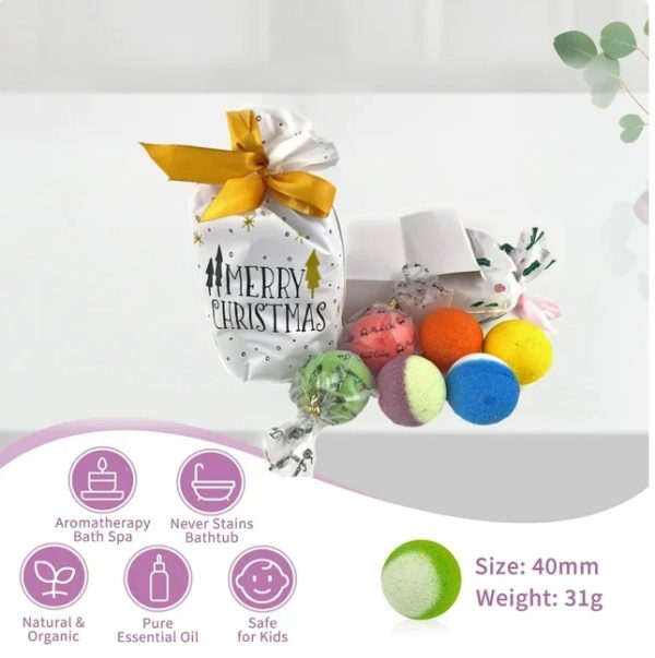 Christmas Bath Bombs for Kids, 6 PCs Bath Bombs with Crystal Toys inside, Bath Bombs with Christmas Packing Bag, Gift for Christmas Stock Stuffer - Image 2