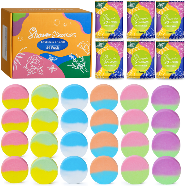 Shower Steamers, 24 Pack Aromatherapy Fragrances Shower Steamers, Perfect Self Care Gifts for Women and Men, Relaxation Gifts for Moms.